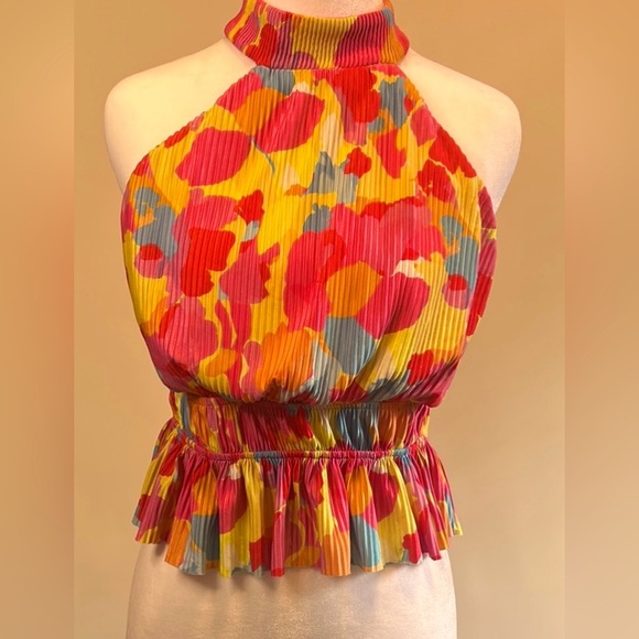 Turtle neck Vibrant Multicolor Halter Top Bershka size L (I) - Picture 1 of 9